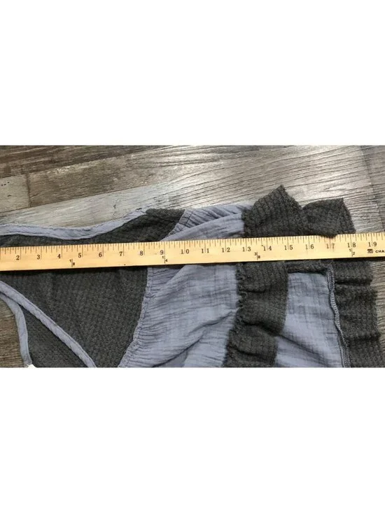 POL brand Waffle Knit Ruffle Babydoll Tank Top Medium Gray Womens - Picture 5 of 5